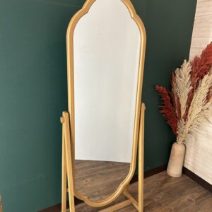 آینه قدی پایه دار با قاب چوبی منحنی