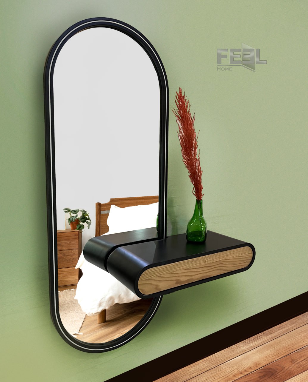 آینه باکس دار آینه قدی و شلف دیوار